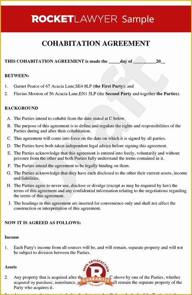 Living together Agreement Template Free Of Cohabitation Agreement Sample Living to Her Agreement