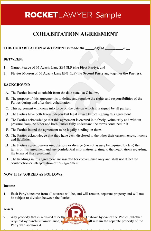 Living together Agreement Template Free Of Cohabitation Agreement Sample Living to Her Agreement