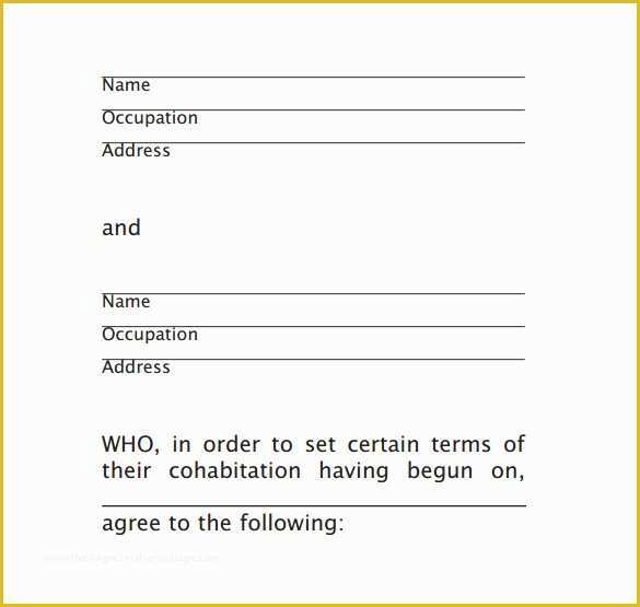 Living together Agreement Template Free Of Cohabitation Agreement Template 9 Samples Examples