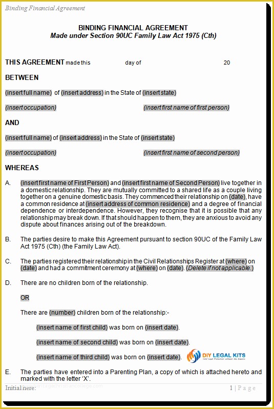 Living together Agreement Template Free Of Cohabitation Agreement Template for De Facto Couples