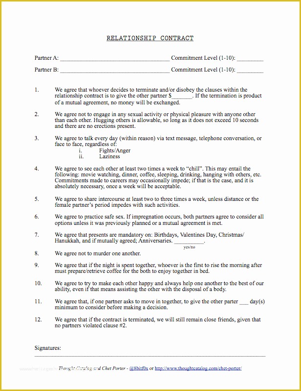 Living together Agreement Template Free Of Relationship Contract Template 10