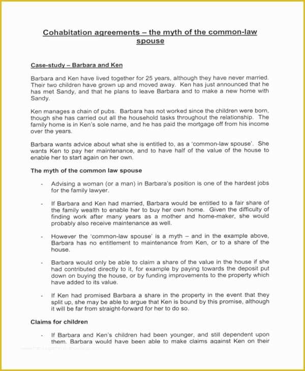 Living together Agreement Template Free Of Sample Cohabitation Agreement Template Sarahepps