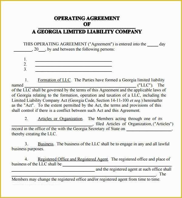 Llc Partnership Agreement Template Free Download Of 8 Sample Operating Agreement Templates to Download