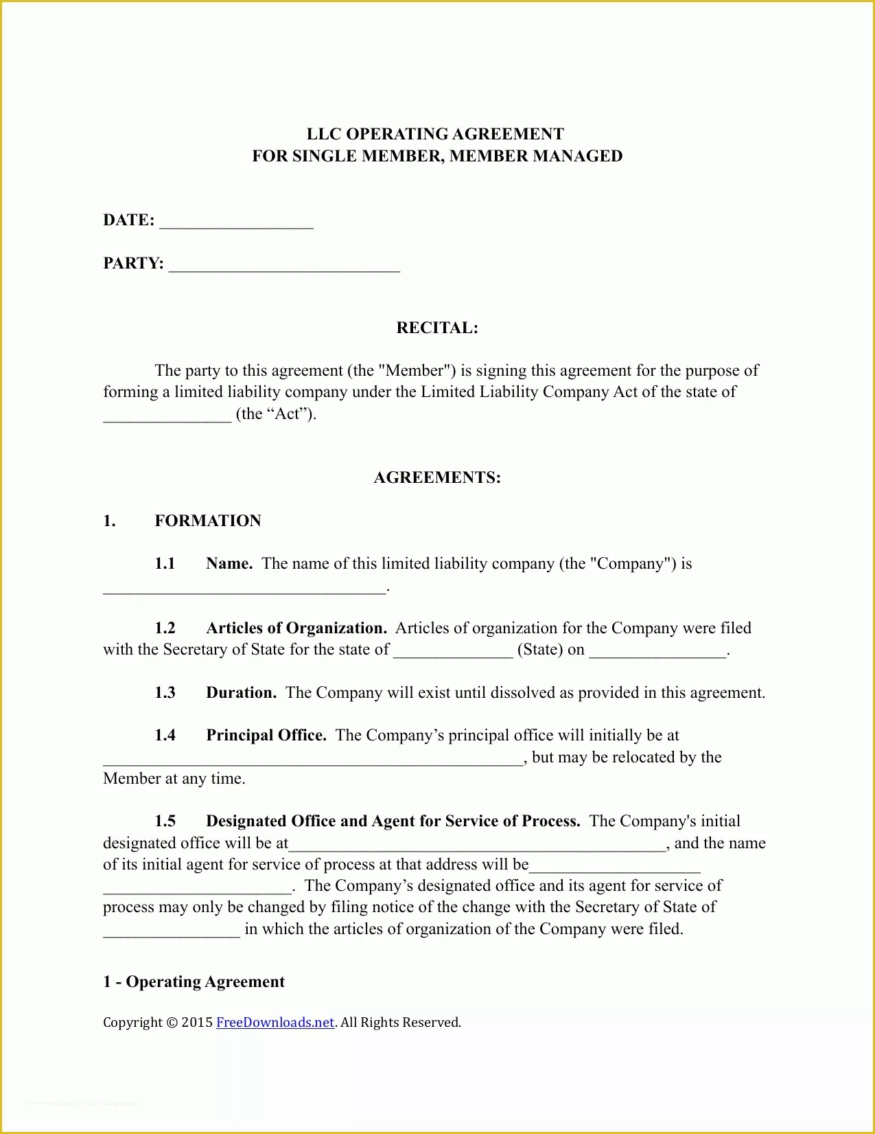 46 Llc Partnership Agreement Template Free Download