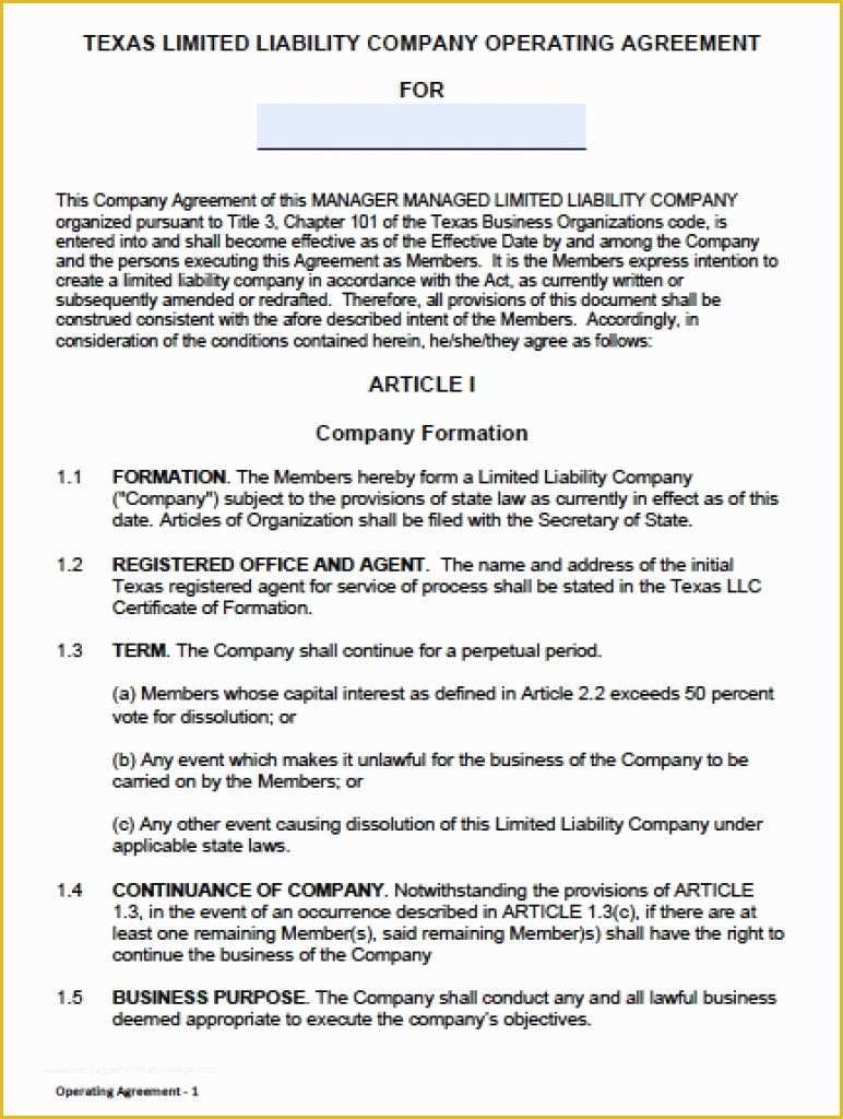 Llc Partnership Agreement Template Free Download Of Download Texas Llc Operating Agreement Template Llc