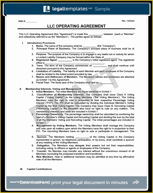 Llc Partnership Agreement Template Free Download Of Llc Operating Agreement Template