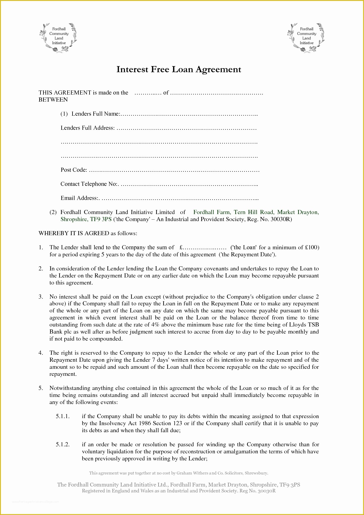 Loan Contract Template Free Of 10 Best Of Printable Personal Loan Agreement