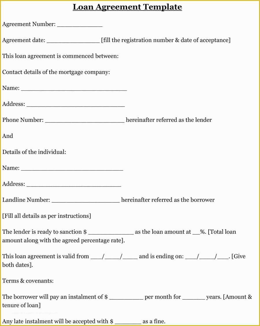 Loan Contract Template Free Of 40 Free Loan Agreement Templates [word & Pdf] Template Lab