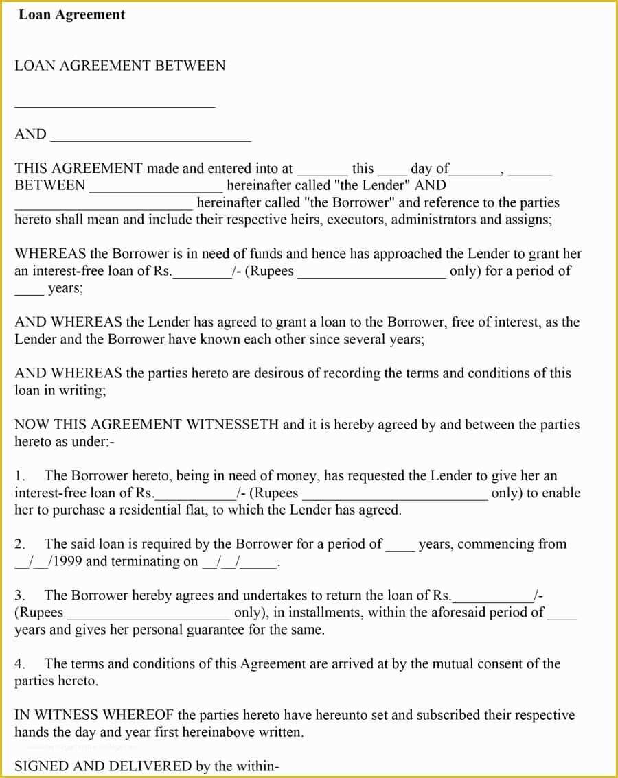 Loan Contract Template Free Of 40 Free Loan Agreement Templates [word & Pdf] Template Lab