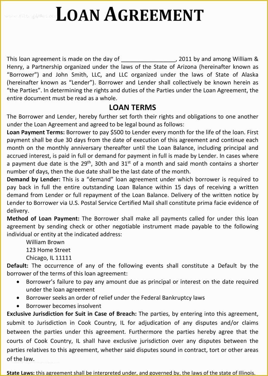 Loan Contract Template Free Of 40 Free Loan Agreement Templates [word & Pdf] Template Lab