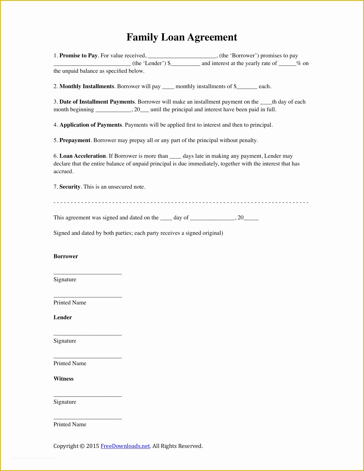 Loan Contract Template Free Of Download Family Loan Agreement Template Pdf Rtf