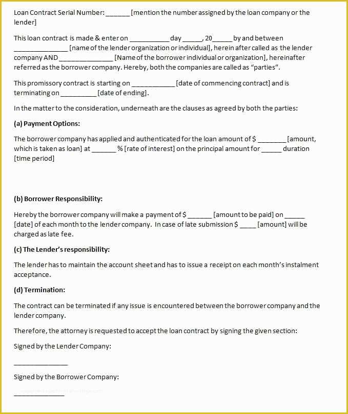 Loan Contract Template Free Of Free Contract Templates Word Pdf Agreements