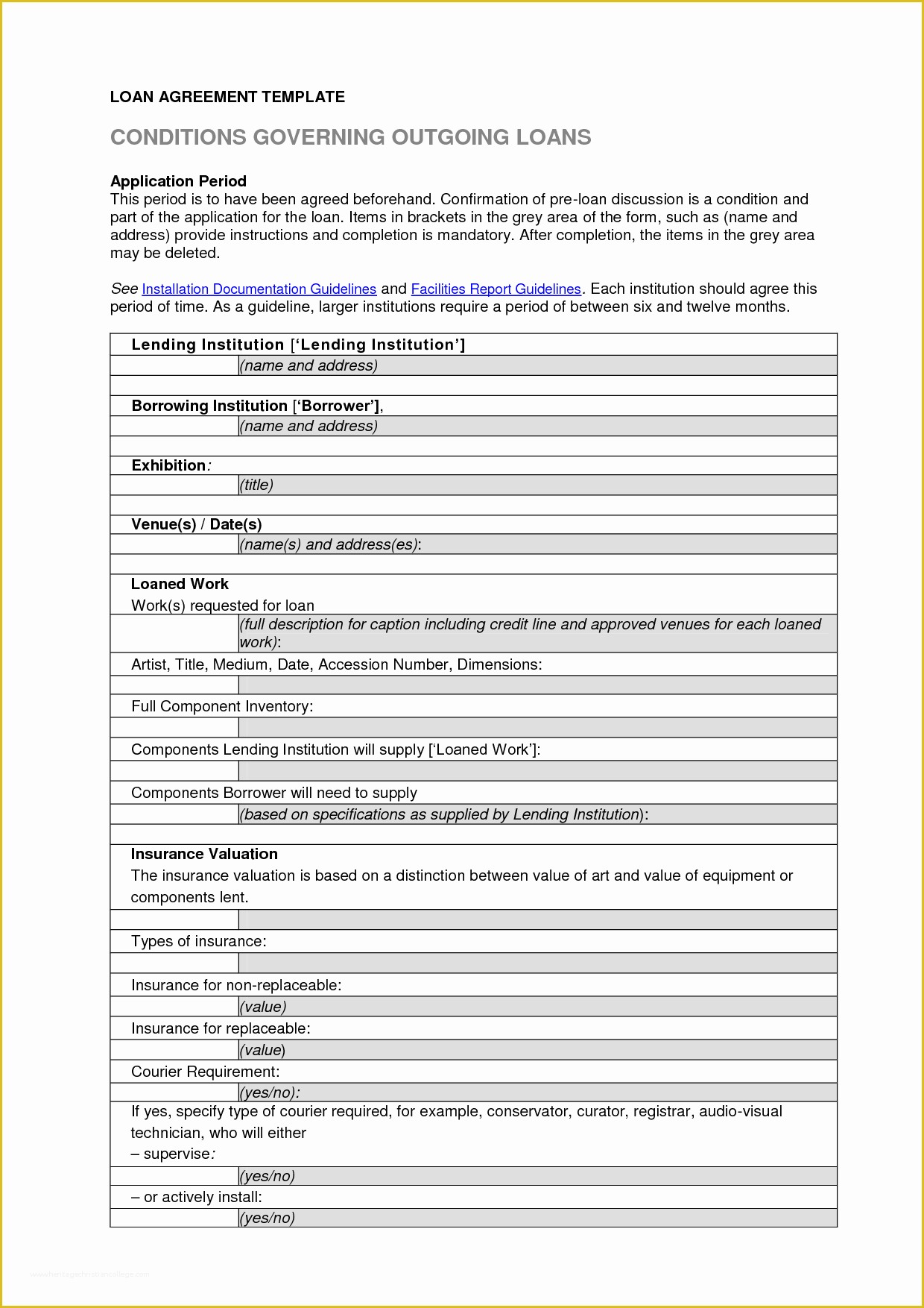 Loan Contract Template Free Of Free Printable Loan Contract Template form Generic