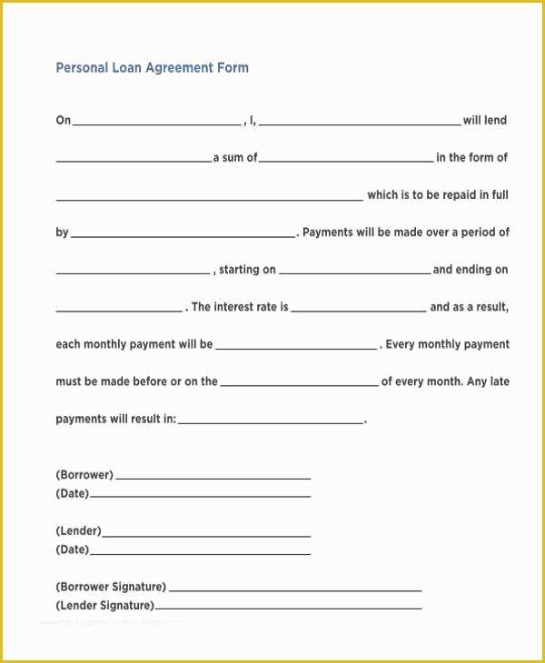 Loan Repayment Agreement Template Free Of 7 Personal Loan Agreement form Samples Free Sample
