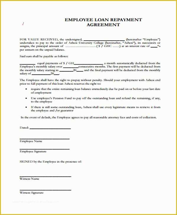 Loan Repayment Agreement Template Free Of Loan Agreement form Template