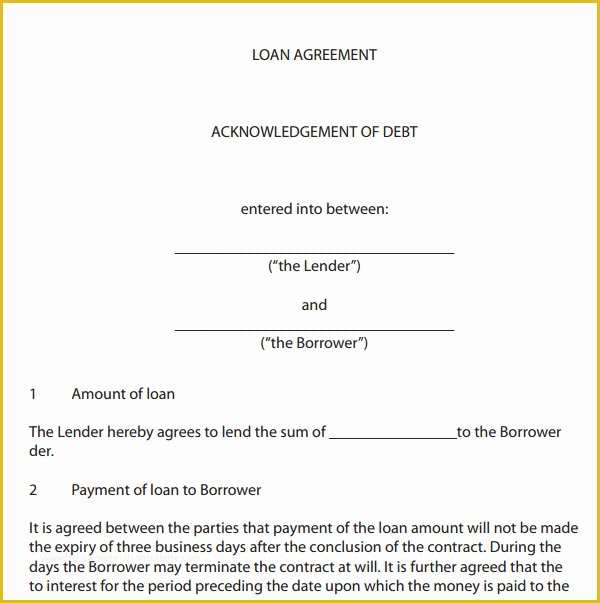 Loan Repayment Agreement Template Free Of Standard Personal Loan Repayment Agreement and Contract
