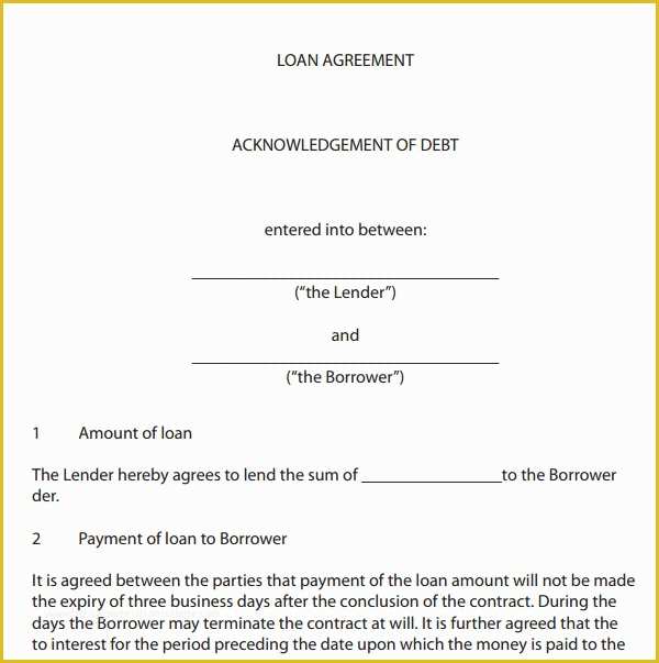 Loan Repayment Agreement Template Free Of Standard Personal Loan Repayment Agreement and Contract