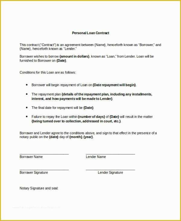 Loan Repayment Contract Free Template Of 11 Loan Contract Templates Docs Word