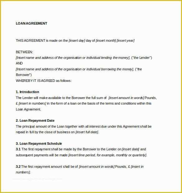 Loan Repayment Contract Free Template Of 14 Loan Agreement Templates Word Pdf