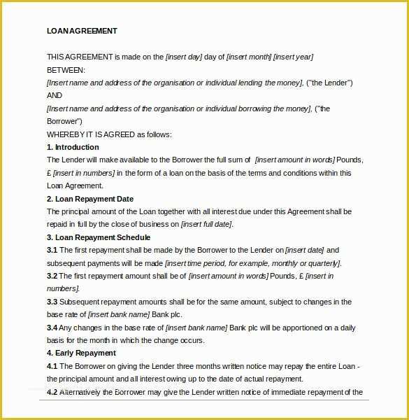 Loan Repayment Contract Free Template Of 18 Loan Agreement Templates – Free Word Pdf format