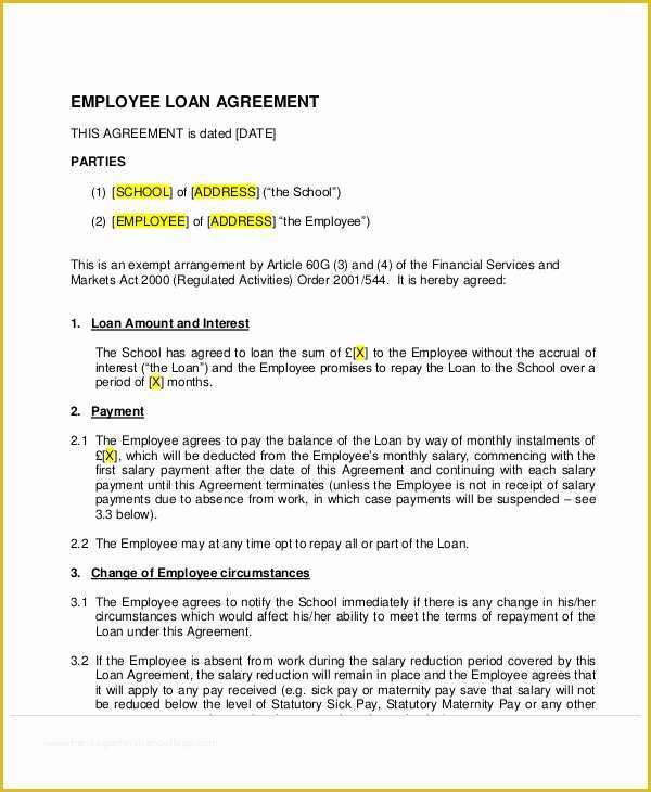 Loan Repayment Contract Free Template Of 25 Loan Agreement Templates