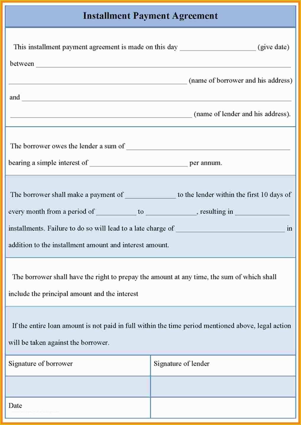 Loan Repayment Contract Free Template Of 8 Installment Payment Contract Template