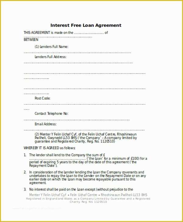 Loan Repayment Contract Free Template Of Loan Agreement form Word