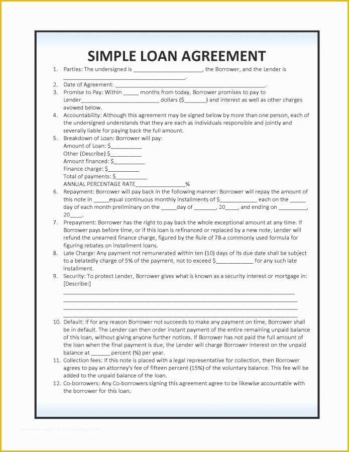 Loan Repayment Contract Free Template Of Simple Loan