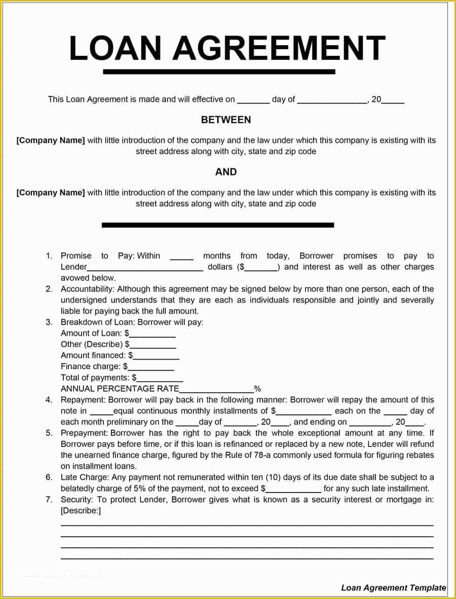 Loan Template Free Download Of 40 Free Loan Agreement Templates [word & Pdf] Template Lab