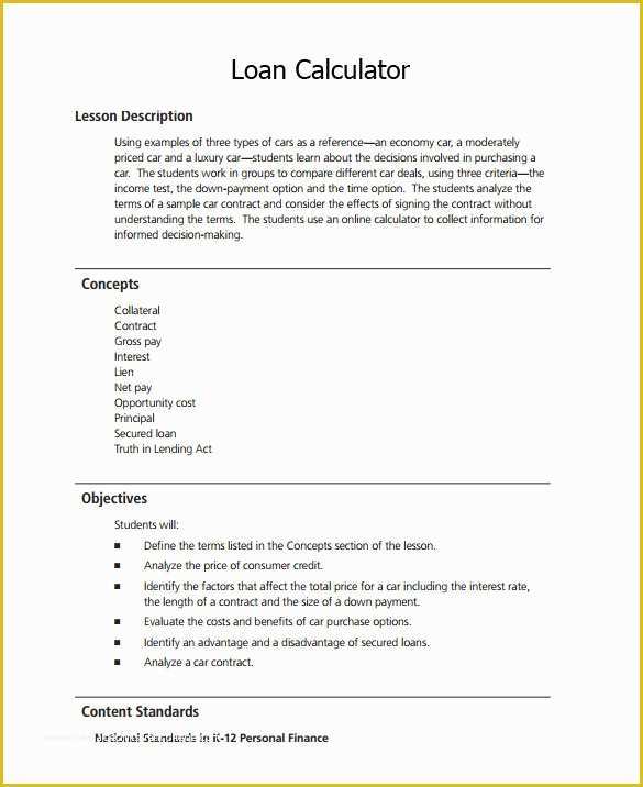 Loan Template Free Download Of Auto Loan Calculator Excel Template Download Free Loan