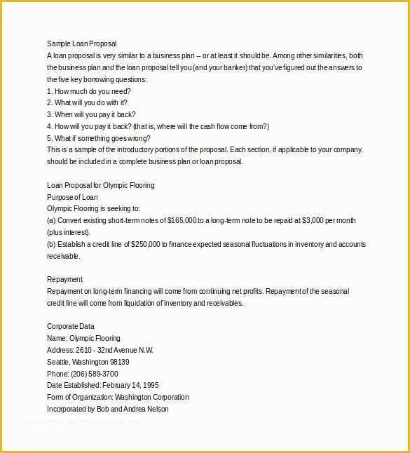 Loan Template Free Download Of Sample Business Proposal Template 30 Documents In Pdf