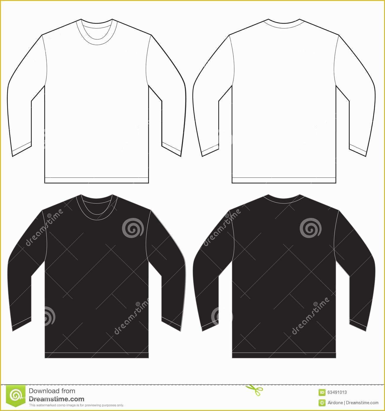 Long Sleeve T Shirt Template Vector Free Of Black White Long Sleeve T Shirt Design Template Stock