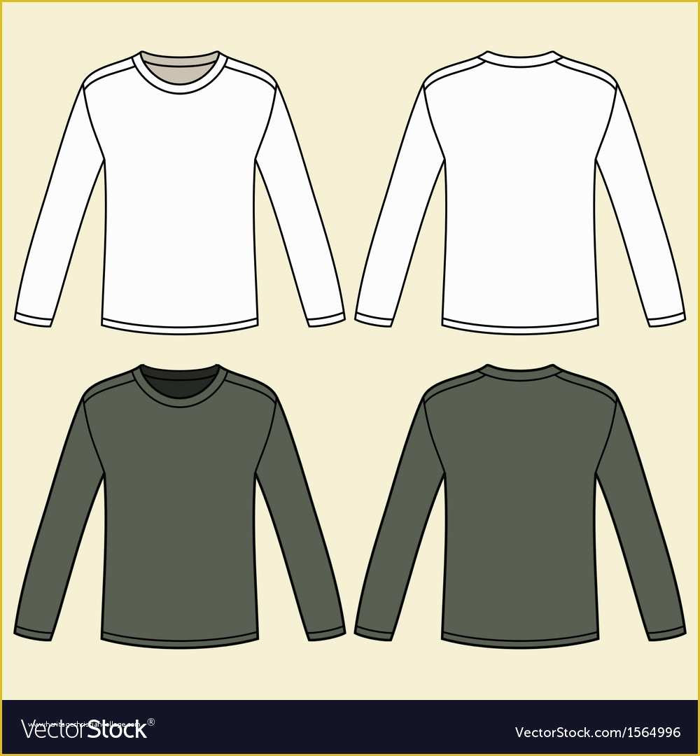 Long Sleeve T Shirt Template Vector Free Of Blank Long Sleeved T Shirts Template Royalty Free Vector