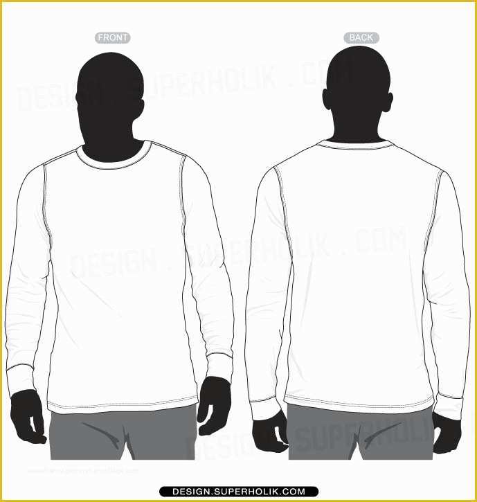 Long Sleeve T Shirt Template Vector Free Of Long Sleeve Shirt Vector Template Set