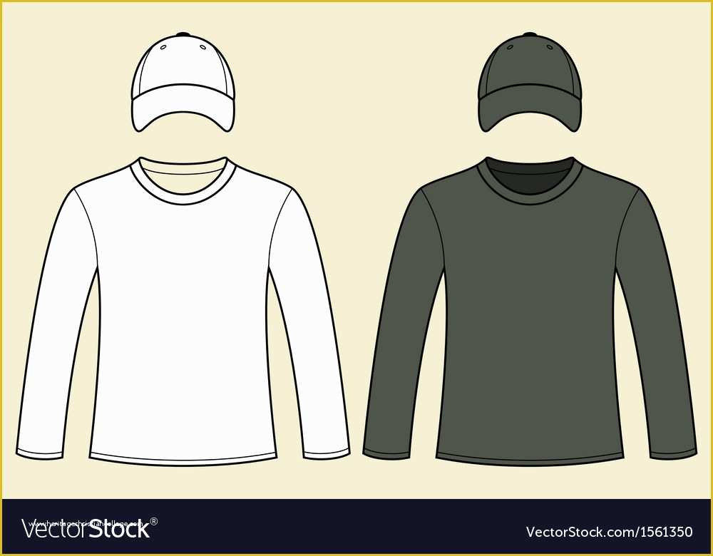 Long Sleeve T Shirt Template Vector Free Of Long Sleeved T Shirt and Cap Template Royalty Free Vector