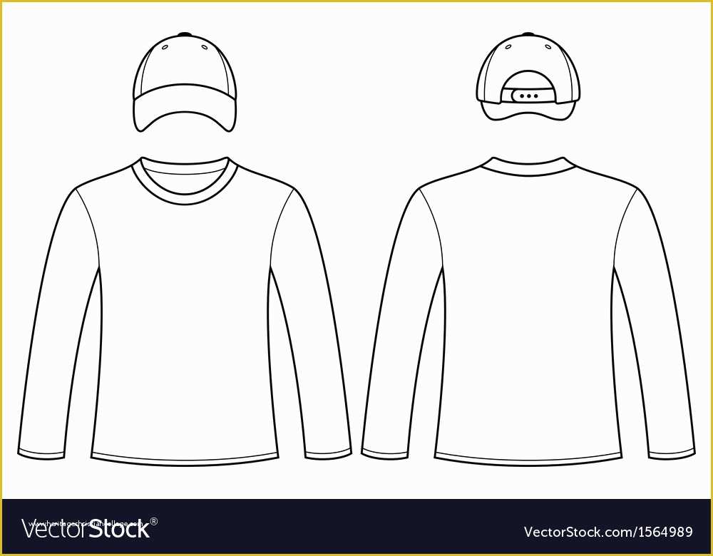 Long Sleeve T Shirt Template Vector Free Of Long Sleeved T Shirt and Cap Template Royalty Free Vector
