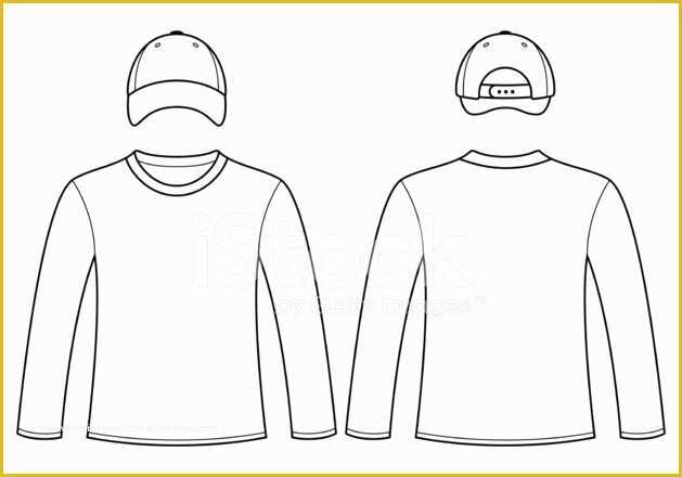 Long Sleeve T Shirt Template Vector Free Of Long Sleeved T Shirt and Cap Template Stock Vector