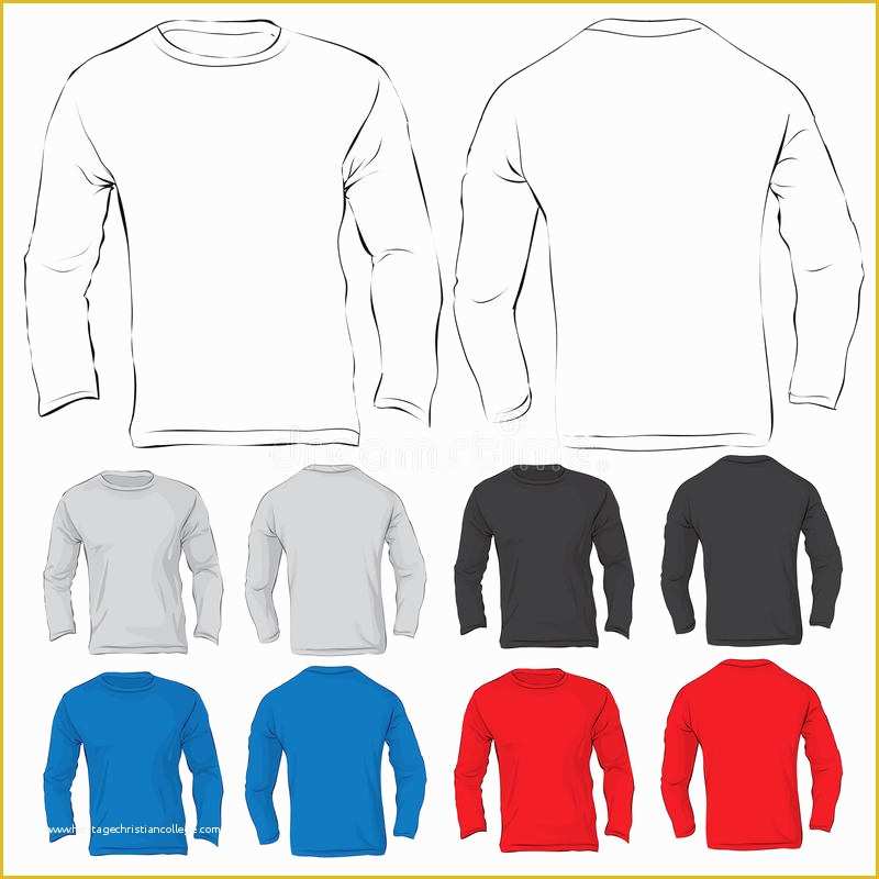 Long Sleeve T Shirt Template Vector Free Of Men S Long Sleeved T Shirt Template In Many Color Stock