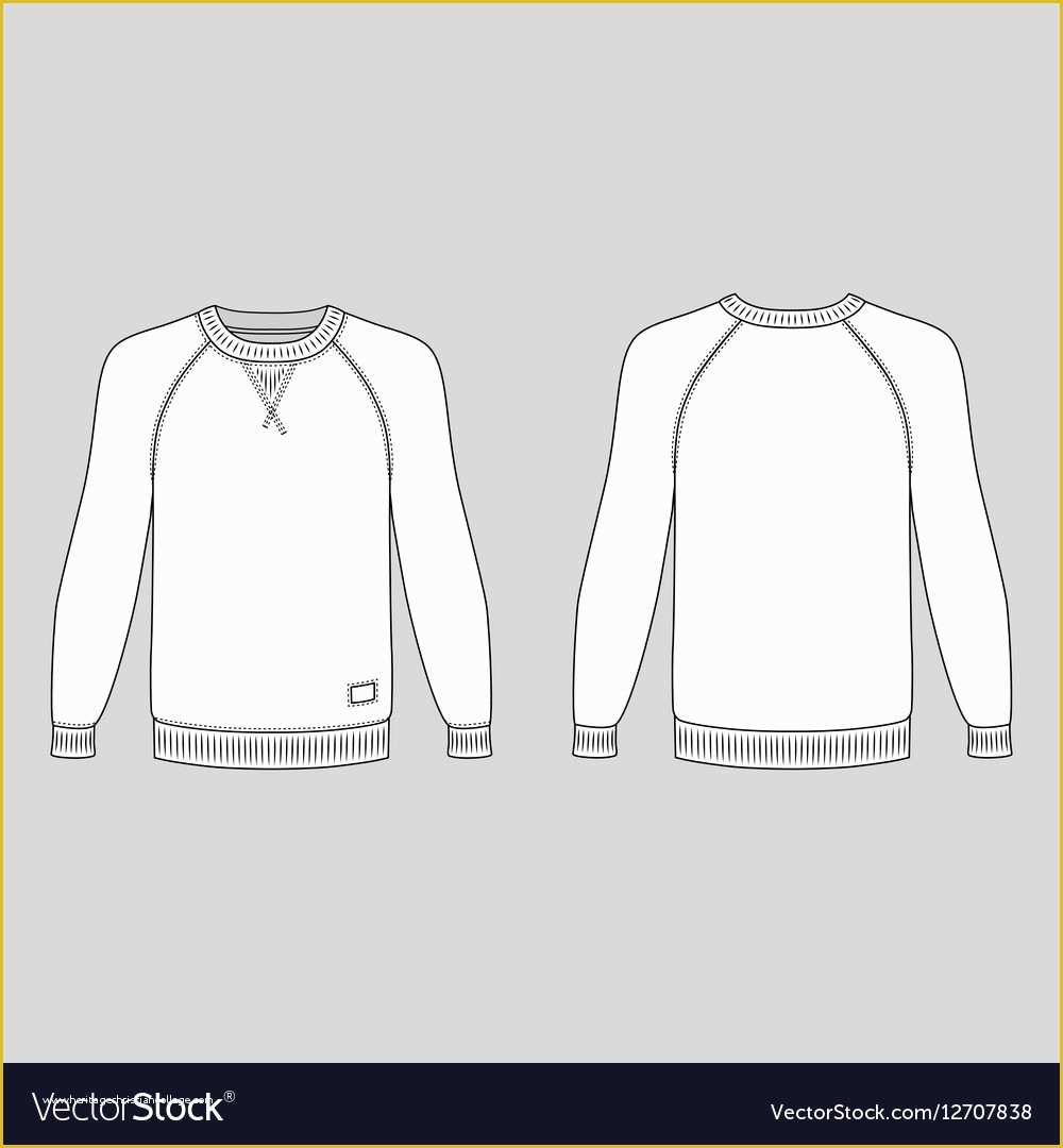 Long Sleeve T Shirt Template Vector Free Of Raglan Long Sleeve T Shirt Outlined Template Vector Image