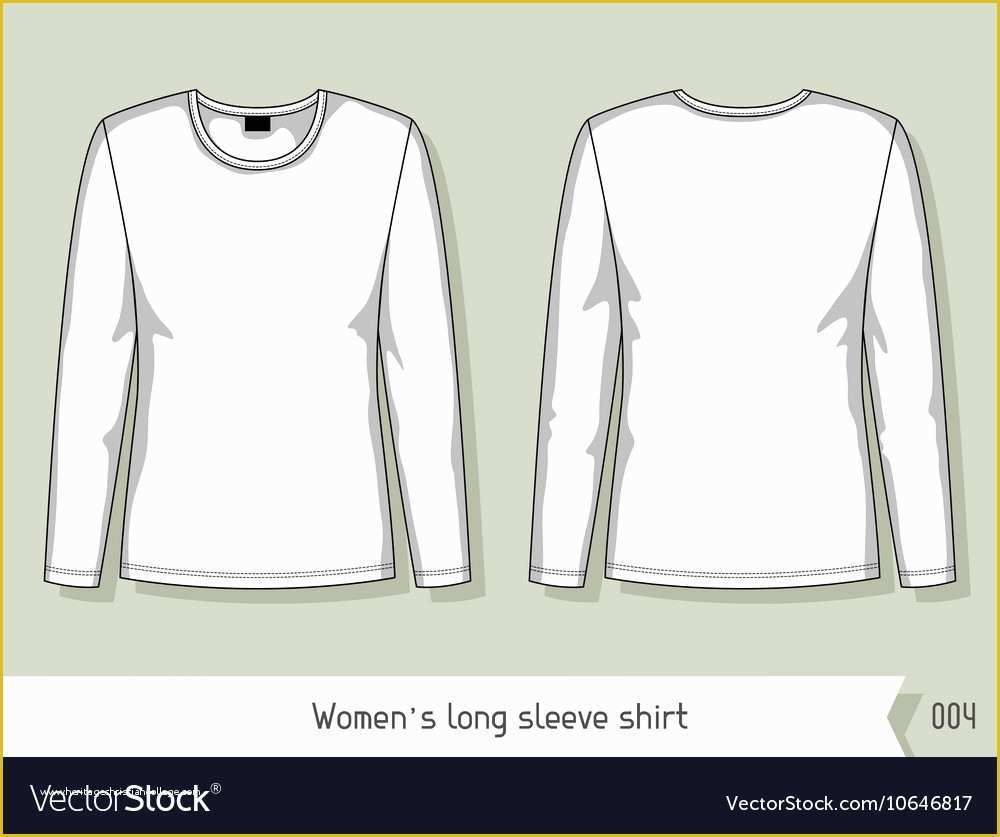 Long Sleeve T Shirt Template Vector Free Of Women Long Sleeve Shirt ...