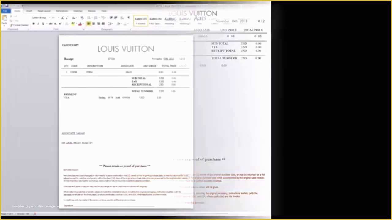 Louis Vuitton Receipt Template Free Of Receipt Template – Heritagechristiancollege