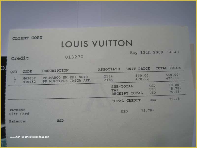 Louis Vuitton receipt for proof that it is real.