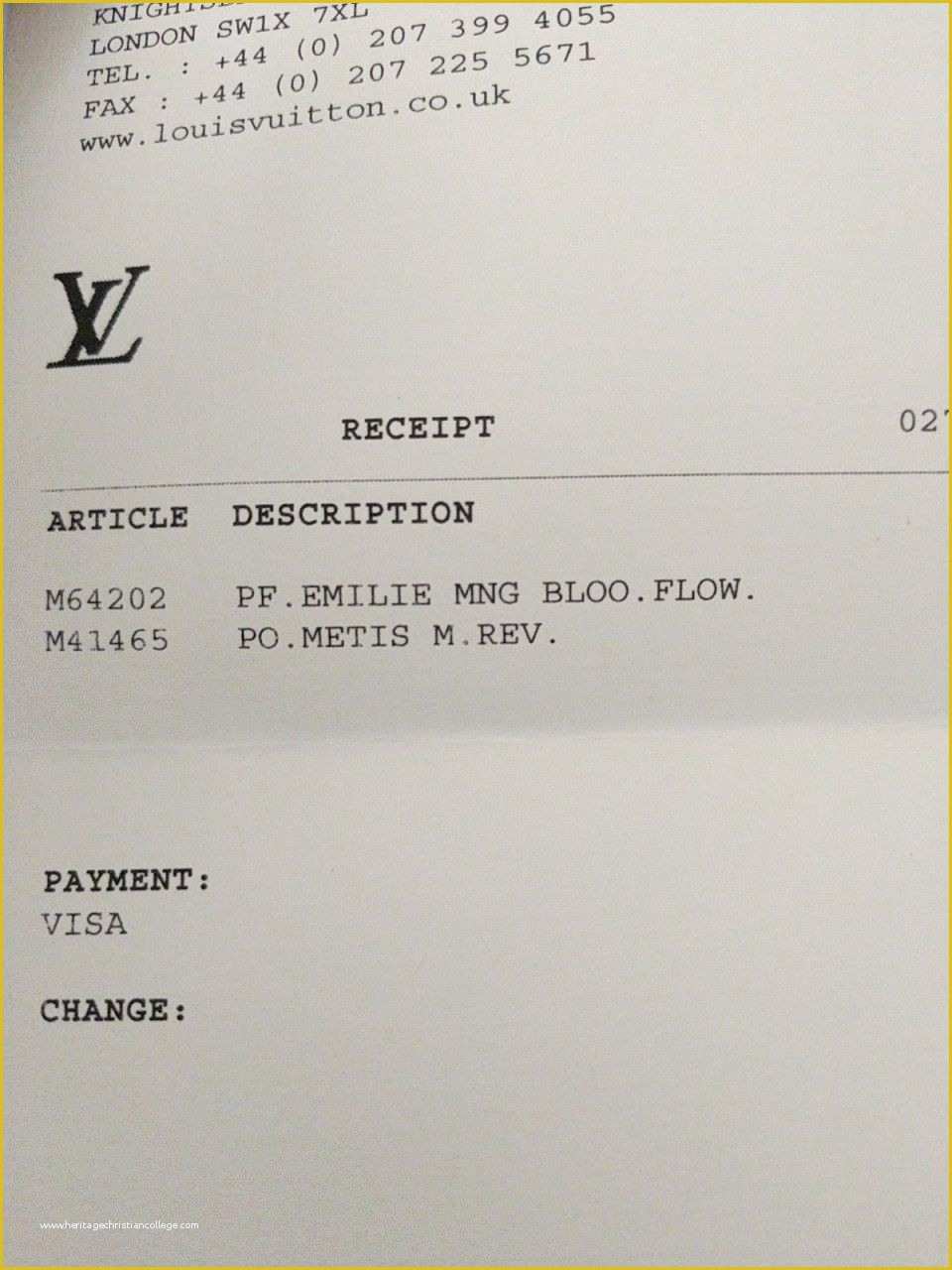 Louis Vuitton Template Receipt