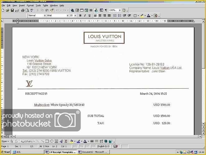 Louis Vuitton Receipt Template Free Of Louis Vuitton Receipt Template