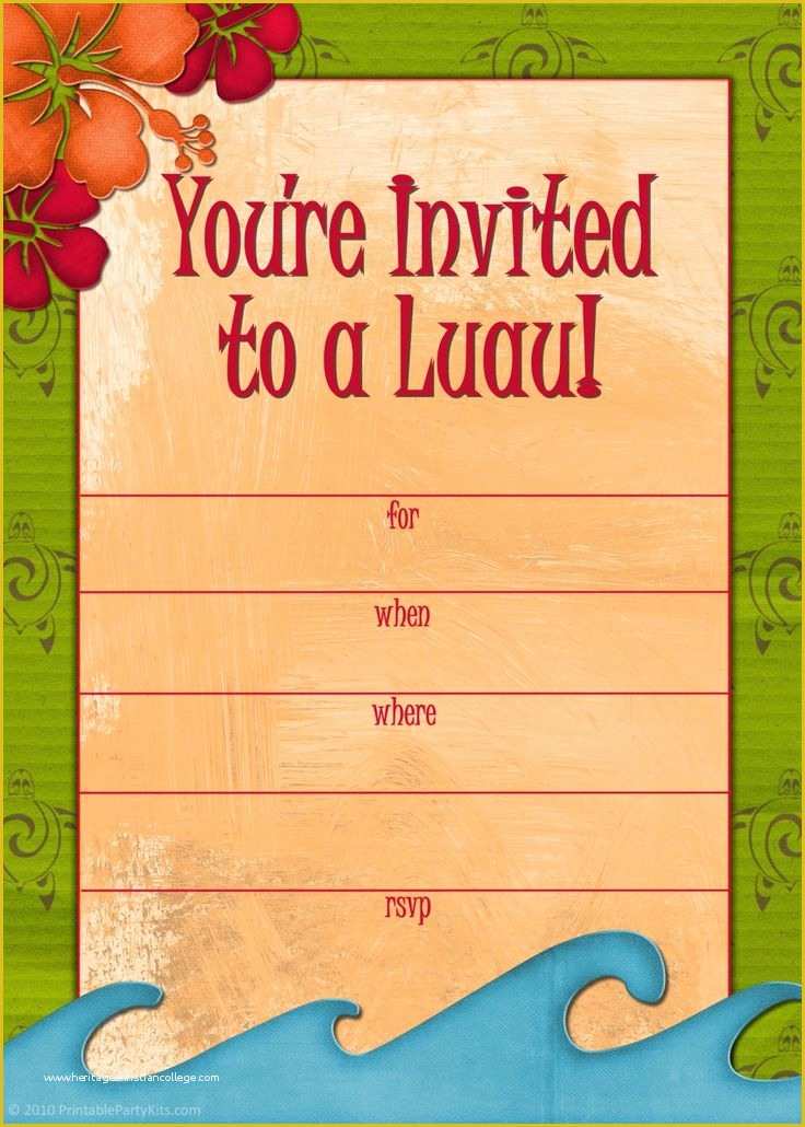 Luau Invitations Templates Free Of 16 Best Images About Luau Beach Party On Pinterest