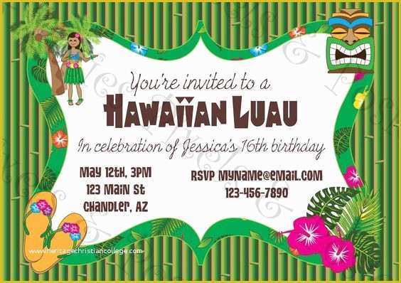 Luau Invitations Templates Free Of 20 Luau Birthday Invitations Designs