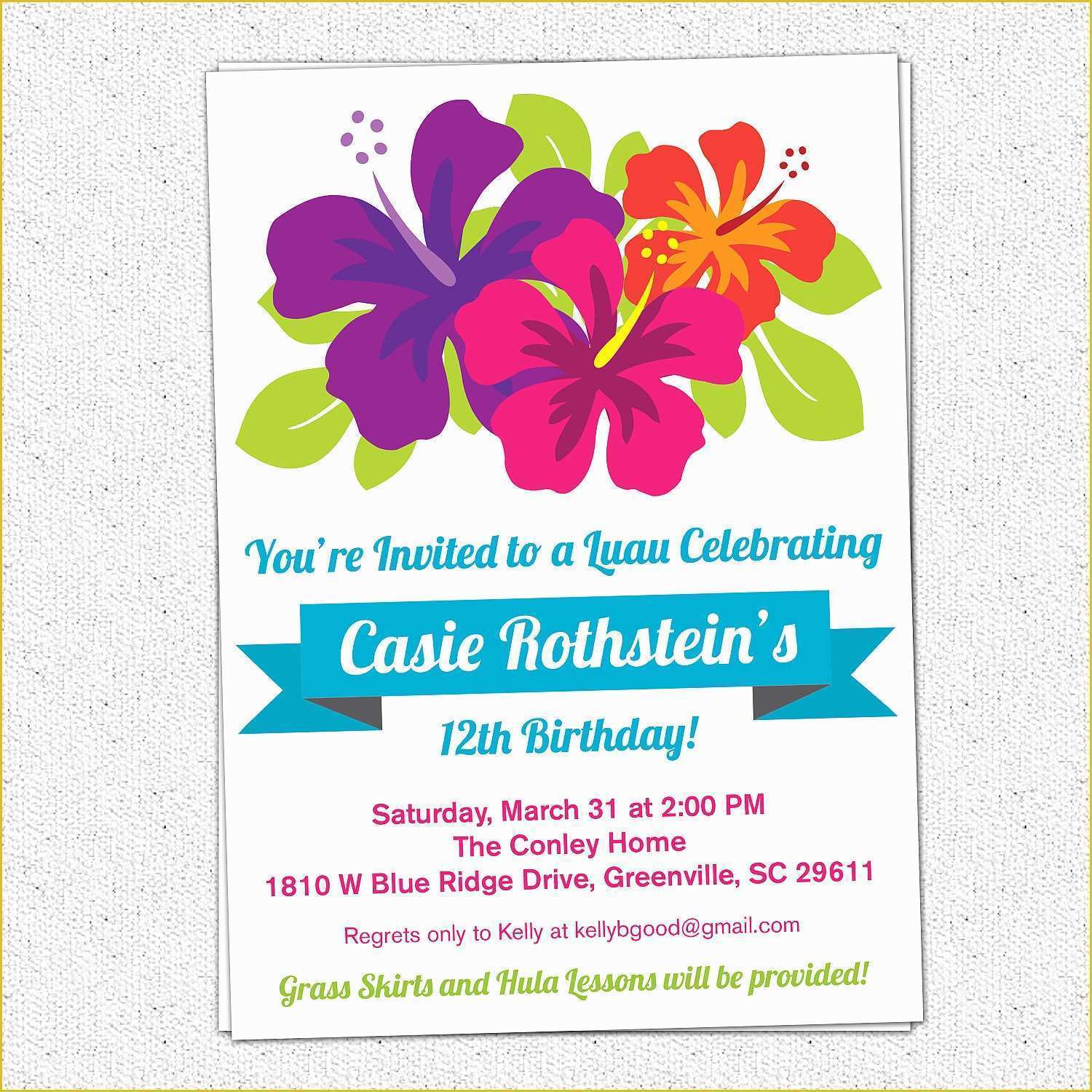 Luau Invitations Templates Free Of 8 Best Of Free Printable Hawaiian Invitations