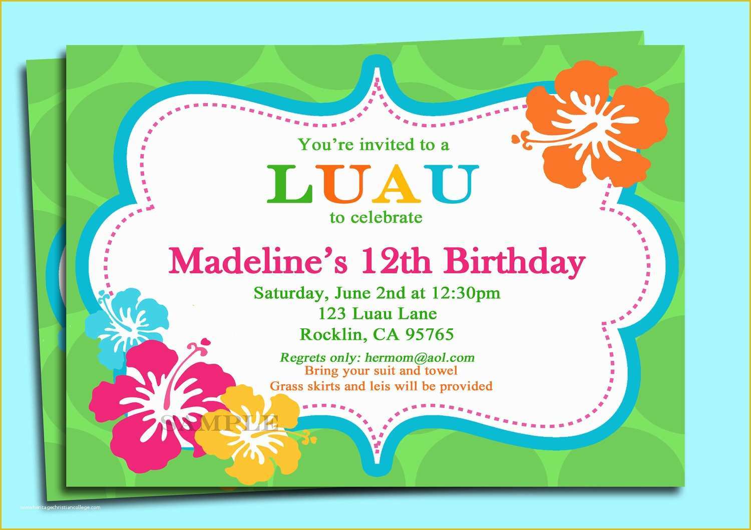 Luau Invitations Templates Free Of 9 Best Of Free Printable Luau Invitations Free