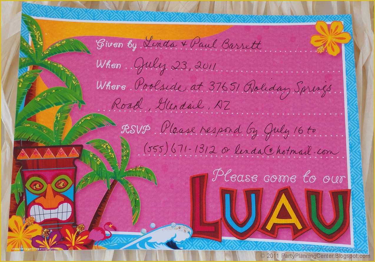 Luau Invitations Templates Free Of 9 Best Of Free Printable Luau Invitations Free