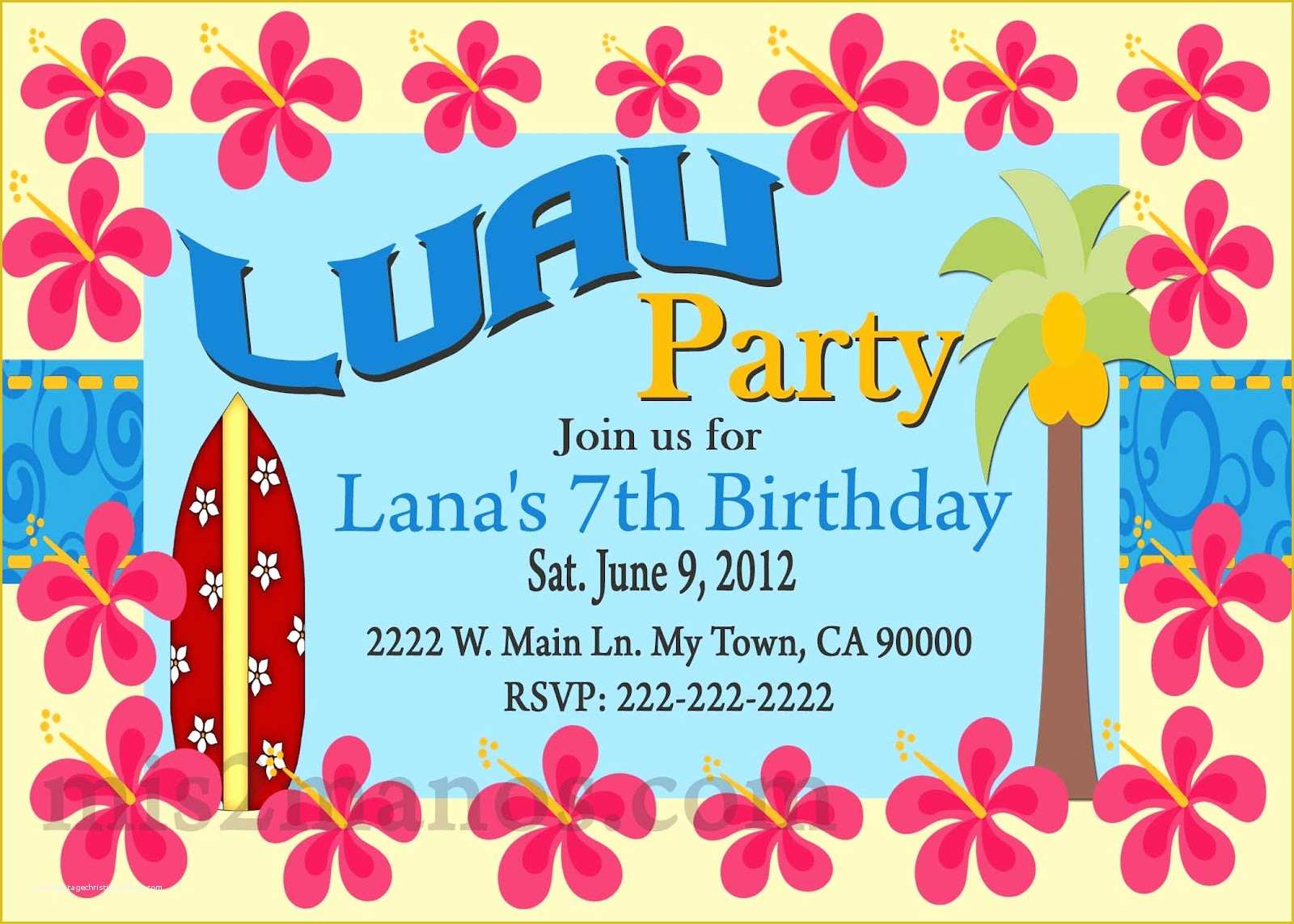 Luau Invitations Templates Free Of Hawaiian Invitations Templates Free